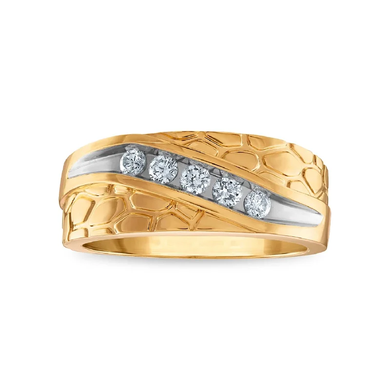 Men’s Customizable Ring-1/3 CTW Diamond Nugget Ring in 10KT Yellow Gold