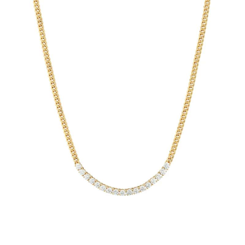 Women’s Gold Necklace-Lab Diamond Bar Cuban Necklace