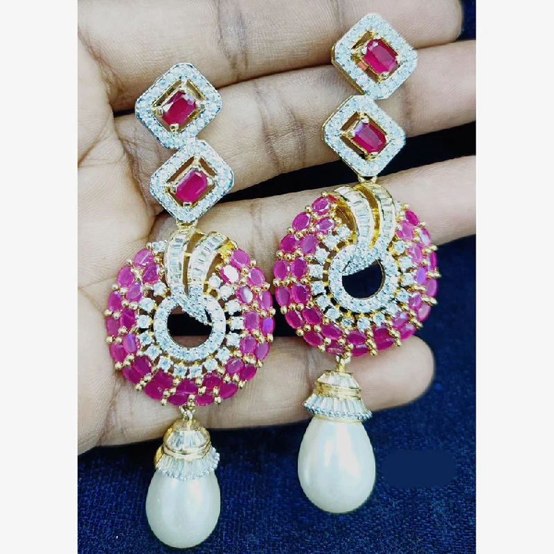 Heart Shaped Earrings-Jain Jewellers Gold Plated Ad Stone Dangler Earrings