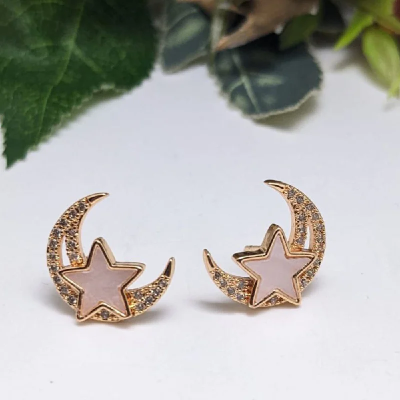 Boho Style Earrings-Aamrapali  Gold  Plated  American  Diamond  Stud   Earrings