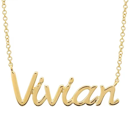 Statement Beaded Necklace-Gold Script Name Necklace