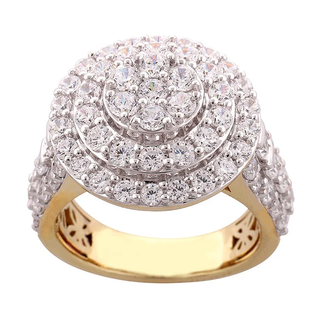 Silver Cocktail Ring-Red Hot Deal  3 CTW Diamond Engagement Ring in 10KT Yellow Gold