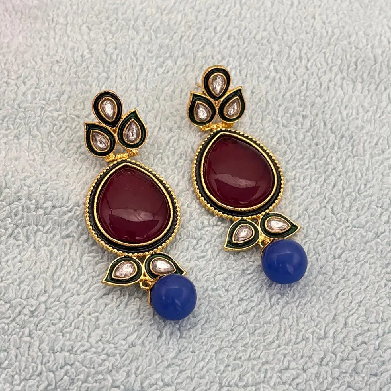 Vintage Silver Earrings-Jewel Addiction Gold Plated Kundan Stone Dangler Earrings