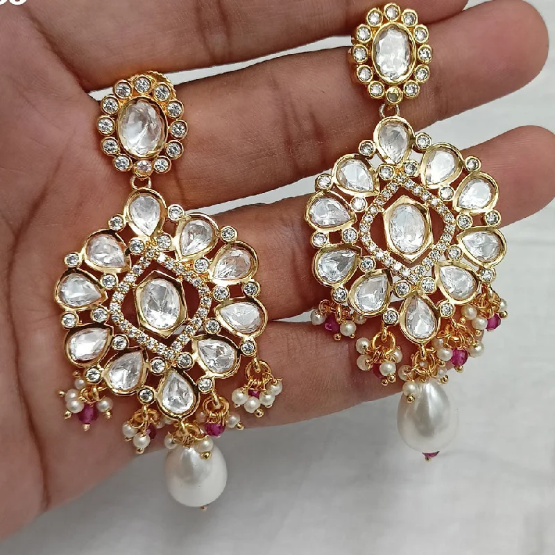 Small Hoop Earrings-Amoliya Jewels Brass Kundan Earrings