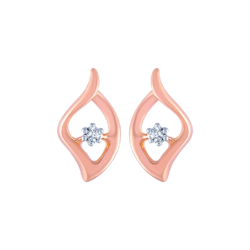 Gemstone Drop Earrings-14k (585) Rose Gold And Diamond Stud Earrings For Women