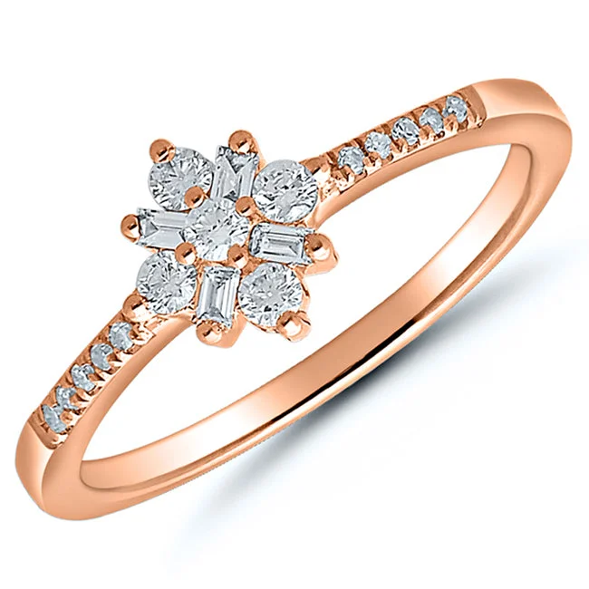 Unique Sterling Silver Ring-1/4 CTW Diamond Ring in 10KT Rose Gold