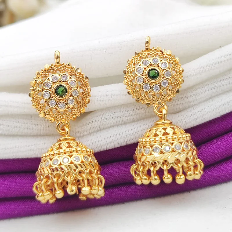 Bohemian Earrings-Fancyla Gold Plated Austrian Stone Jhumki Earrings