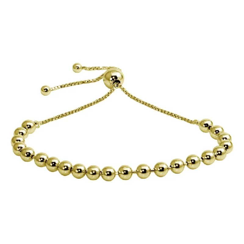 Simple Gold Bracelet-Gold Plated 925 Sterling Silver Beaded Lariat Bracelet - DIB00060GP