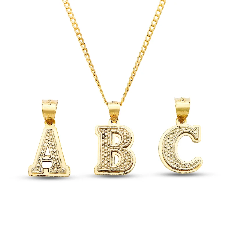 Custom Pendant Necklace-Better Jewelry 10K Yellow Gold Double Block Letter Initial Pendant Necklace