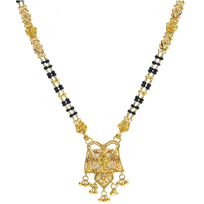 Beaded Necklace for Women-22K Yellow Gold Mangalsutra Chain W/ Laser Cut Details & Pendant