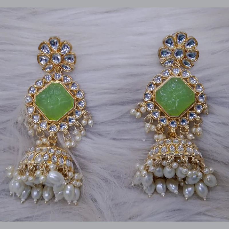 Beaded Dangle Earrings-SNERA Gold Plated Kundan Stone And Pearl Jhumki Earrings