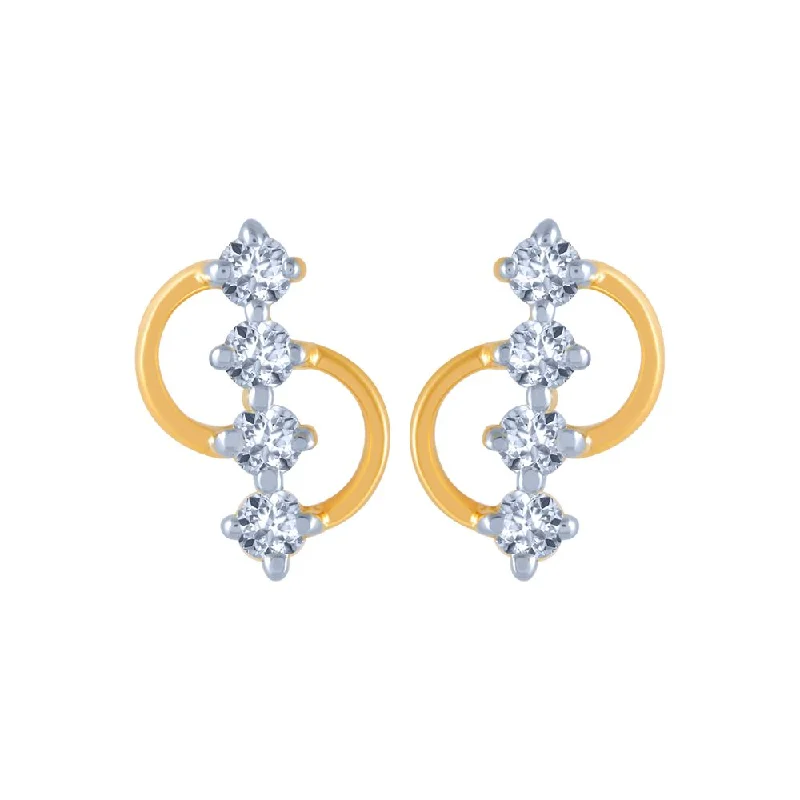 Rhinestone Stud Earrings-14k (585) Yellow Gold And Diamond Stud Earrings For Women