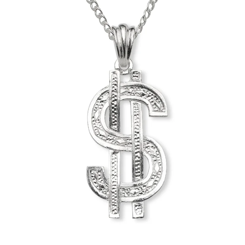 Fashionable Name Necklace-Dollar Sign 925 Sterling Silver Pendant Necklace