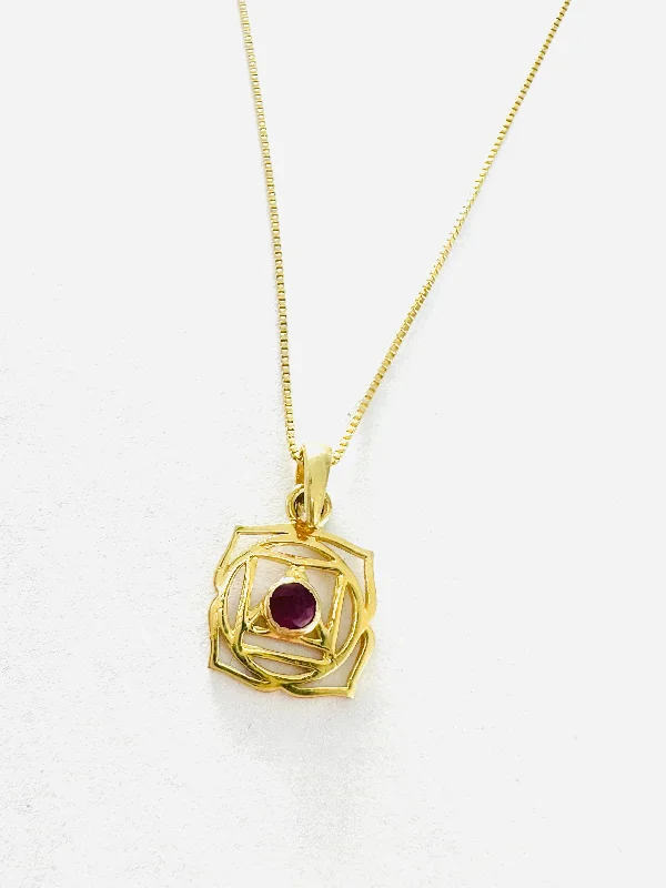 Rose Gold Necklace for Women-14kt gold Muladhara Chakra Pendant Necklace