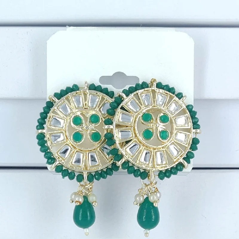 Wedding Stud Earrings-Corbeda Fashion Gold Plated Kundan Stone Dangler Earrings