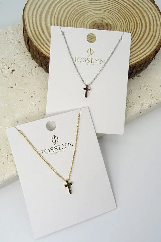 Black Pearl Necklace-Classic Mini Cross Necklace