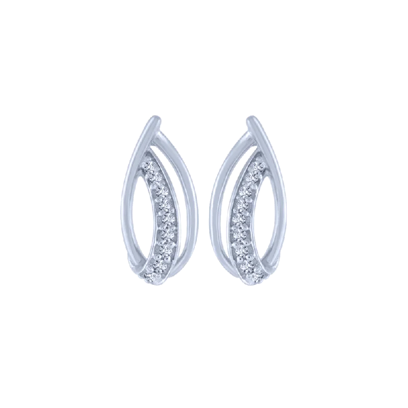 Floral Earrings-14KT (585) White Gold And Diamond Stud Earrings For Women