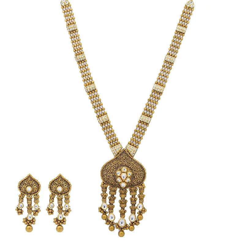 Simple Gold Chain Necklace-22K Gold Kundan Antique Jewelry Set