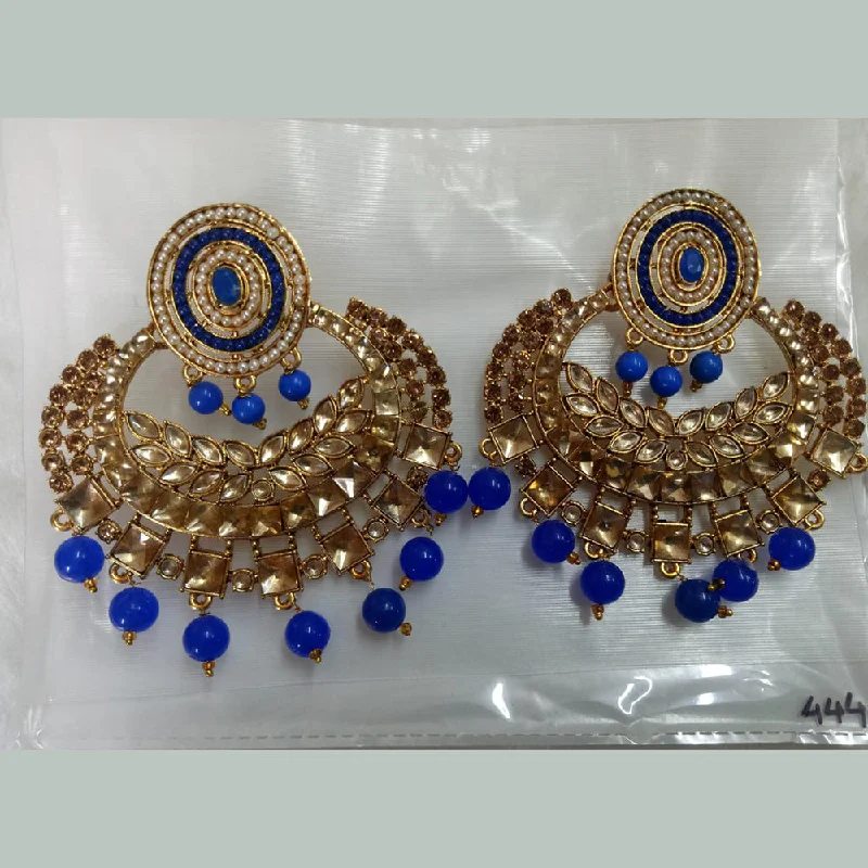 Women’s Drop Earrings-Khushboo Jewellers Gold Plated Crystal Stone And Beads  Dangler Earrings