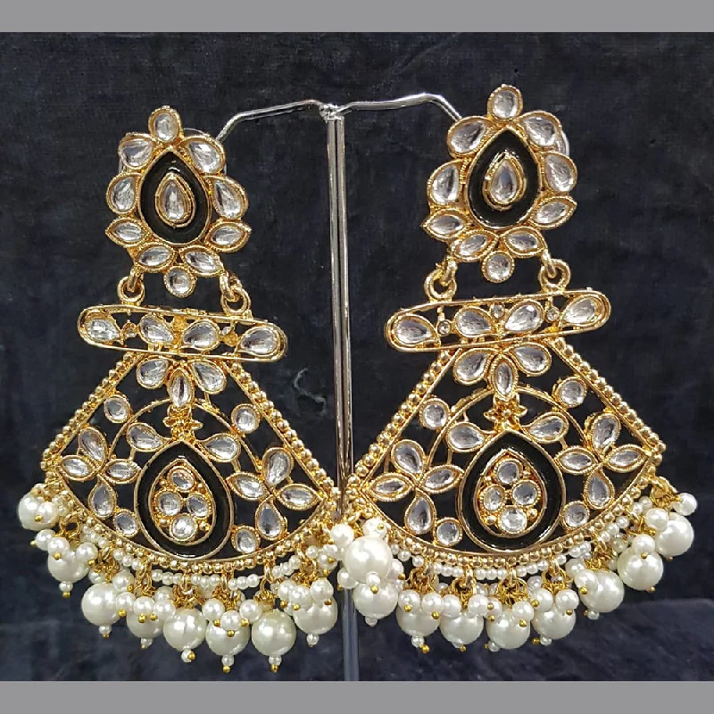 Colorful Earrings for Summer-Shreeji Gold Plated Kundan Stone Dangler Earrings