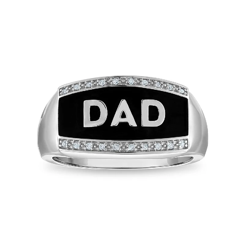 Diamond Eternity Ring-Diamond Accent Dad Ring in Rhodium Plated Sterling Silver