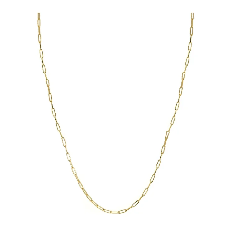 Large Pendant Gold Necklace-Thin Paperclip Chain