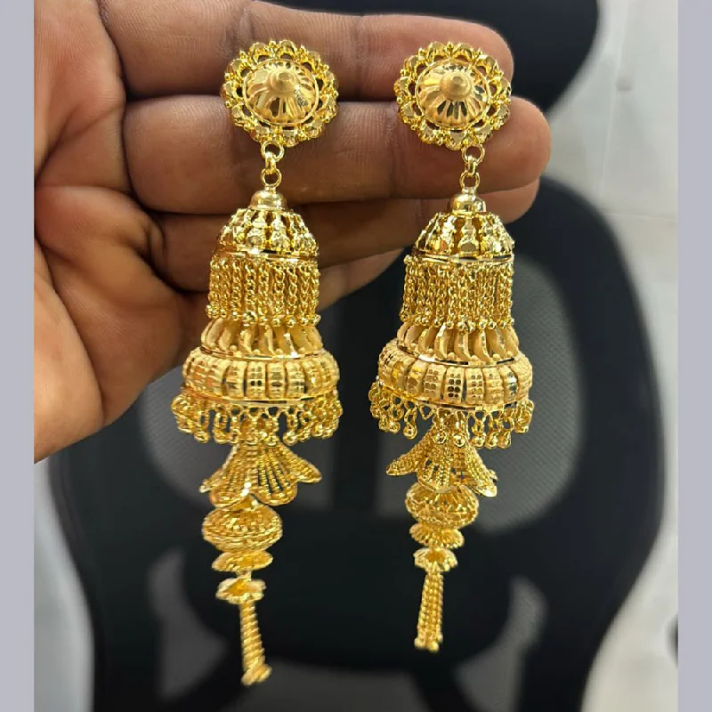 Colorful Earrings for Summer-Pari Art Jewellery Gold Forming Jhumki Earrings