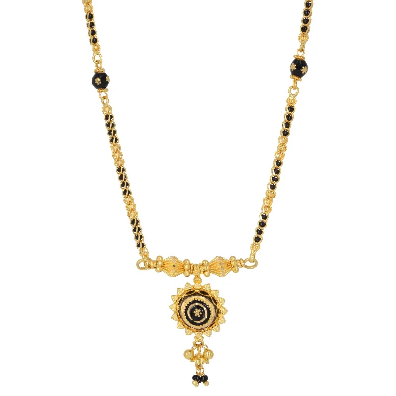 Luxury Diamond Necklace-22K Yellow Gold Mangalsutra Necklace W/ Enamel Pendant