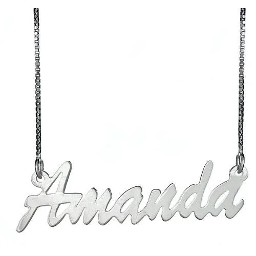 Custom Family Tree Necklace-Better Jewelry Slender Script .925 Sterling Silver Name Plate Necklace