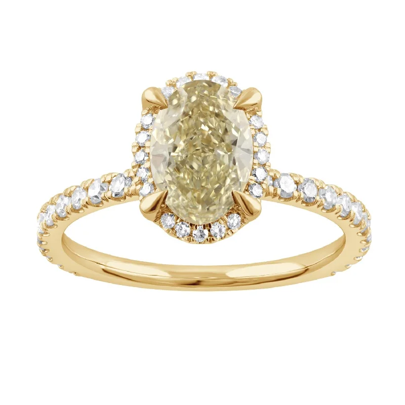 Classic Wedding Band-Signature EcoLove 2 CTW Fancy Yellow Lab Grown Diamond Engagement Ring in 14KT Yellow Gold