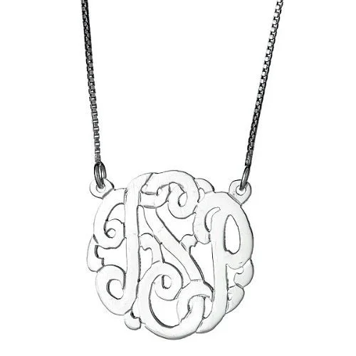 Custom Name Necklace-Better Jewelry Small .925 Sterling Silver Custom Three Letter Monogram Pendant Necklace (.9")