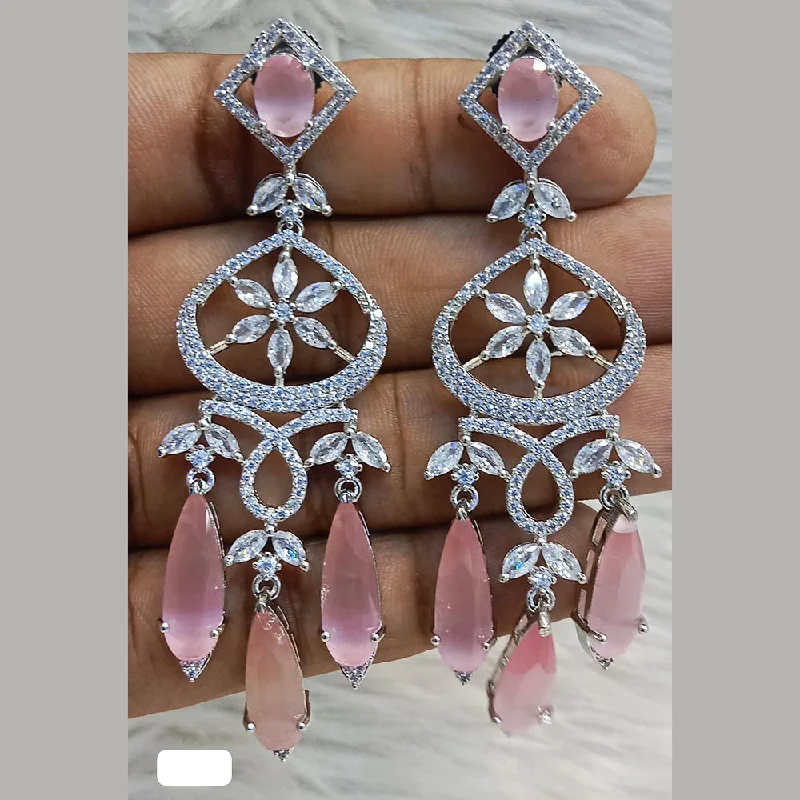 Elegant Crystal Earrings-Jain Jewellers Silver Plated AD Dangler Earrings