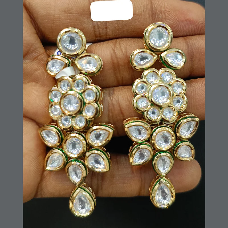 Unique Pearl Earrings-Jain Jewellers Gold Plated Polki Kundan Dangler Earrings