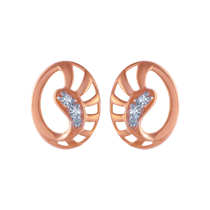 Elegant Wedding Earrings-14KT (585) Rose Gold And Diamond Stud Earrings For Women