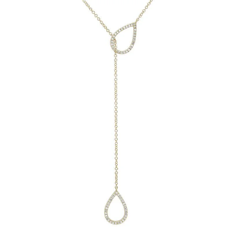 Silver Chain Necklace with Pendant-Open Drop Lariat