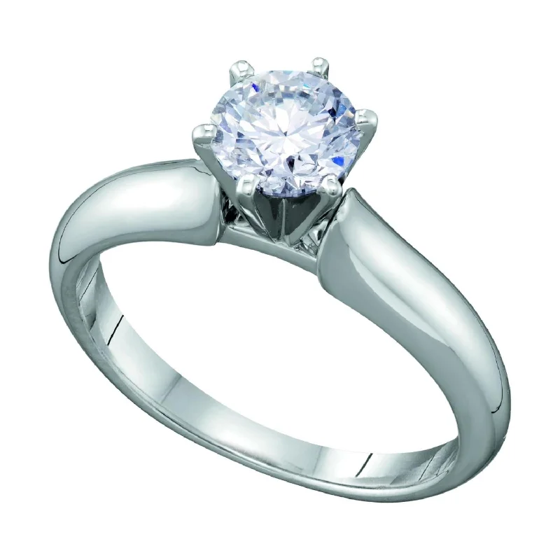 Custom Wedding Ring Set for Couple-Signature Certificate 1/3 CTW Diamond Solitaire Engagement Ring in 14KT White Gold