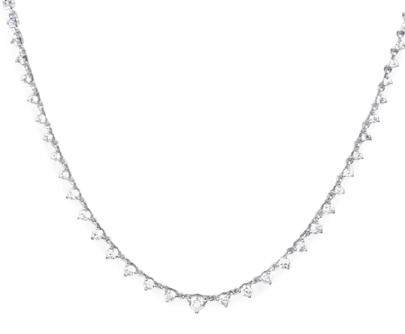 Women’s Gold Necklace-Lady's White 14 Karat Necklace Length 18 37=1.02tw Round Graduated Diamonds