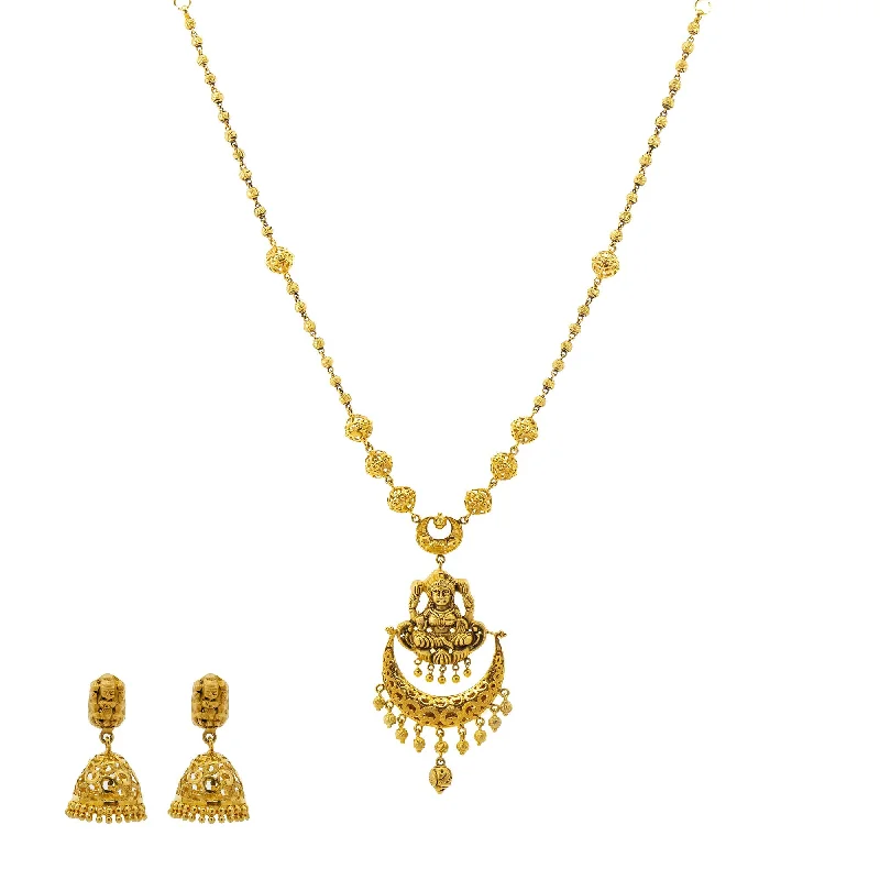 Rose Gold Necklace for Women-22K Gold Bimala Antique Jewelry Set