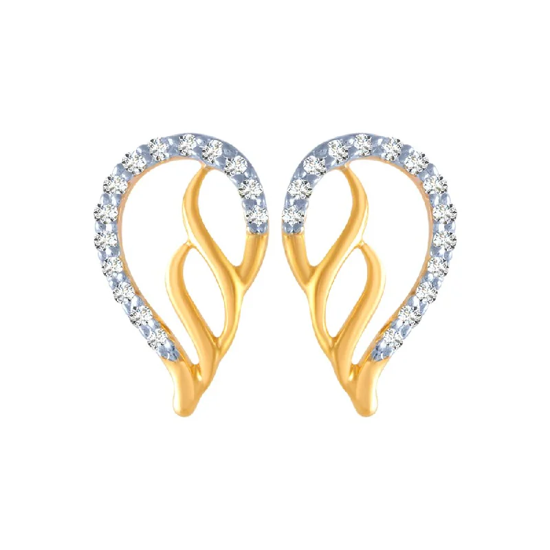 Unique Stud Earrings-14k (585) Yellow Gold And Diamond Stud Earrings For Women