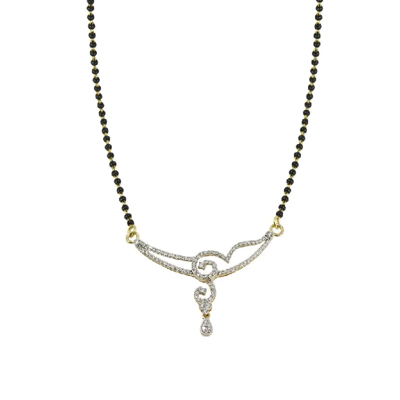 Vintage Diamond Necklace-18K Yellow Gold Diamond Mangalsutra Chain W/ 0.74ct VS Diamonds & Asymmetric Open Pendant