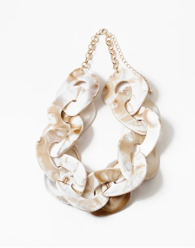 Vintage Chain Necklace-Ivory Resin Link Necklace