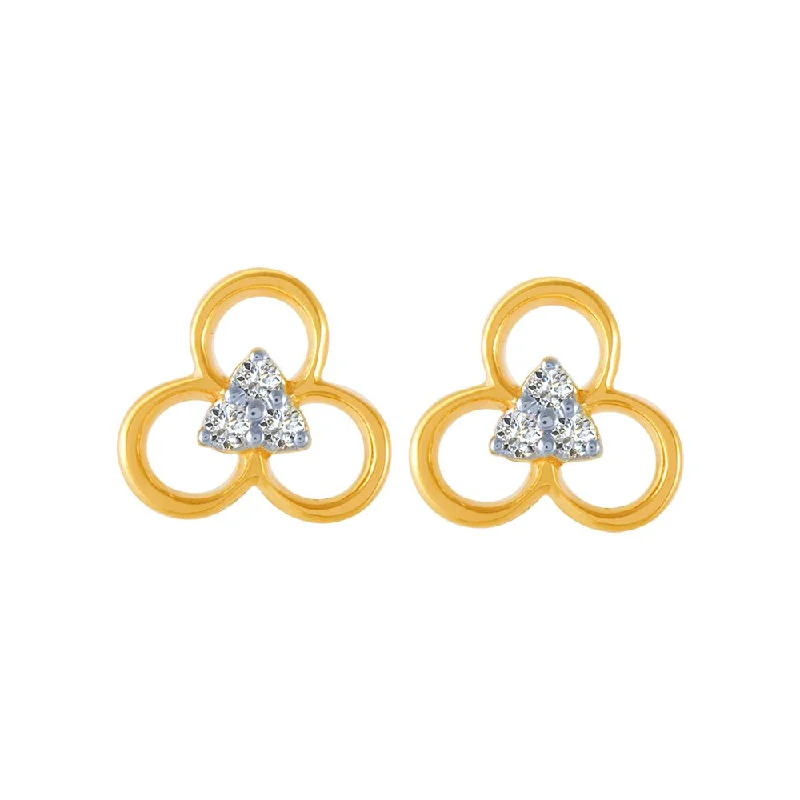 Unique Earrings for Party-14k (585) Yellow Gold And Diamond Stud Earrings For Women