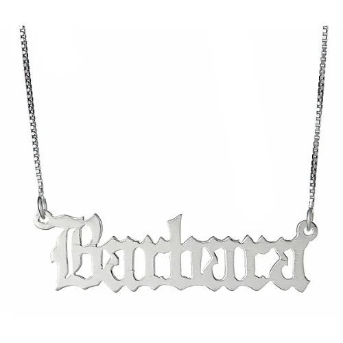 Large Silver Pendant Necklace-Better Jewelry Gothic Script .925 Sterling Silver Name Plate Necklace