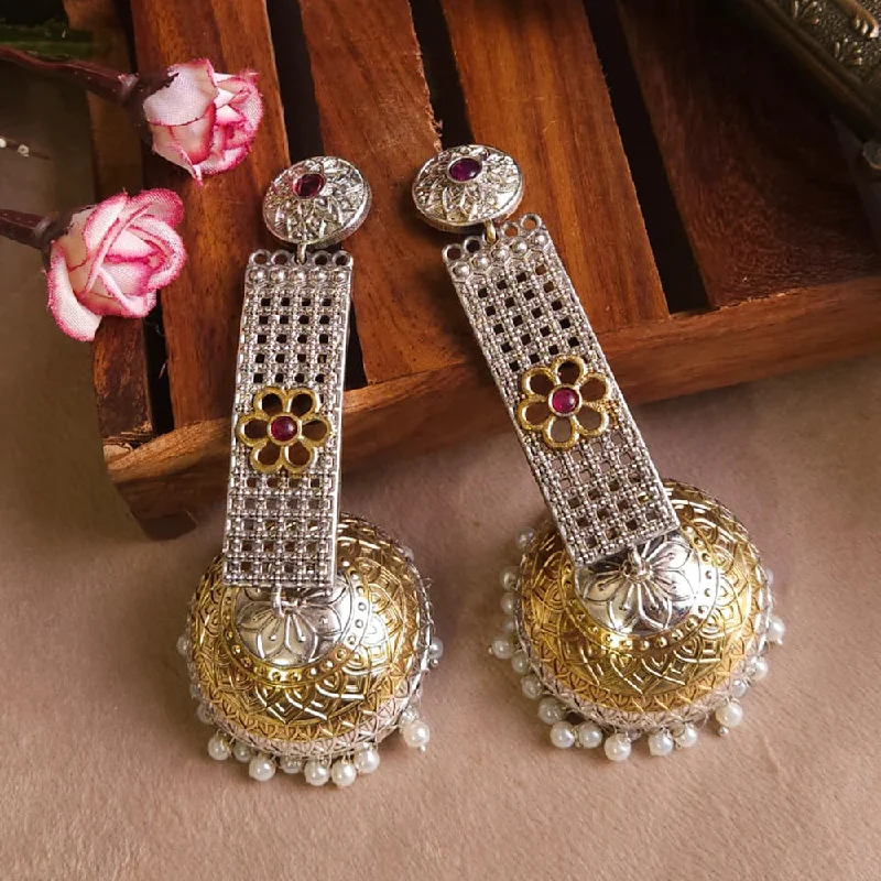 Large Statement Earrings-FS Collection Gold Plated Jhumki Earrings