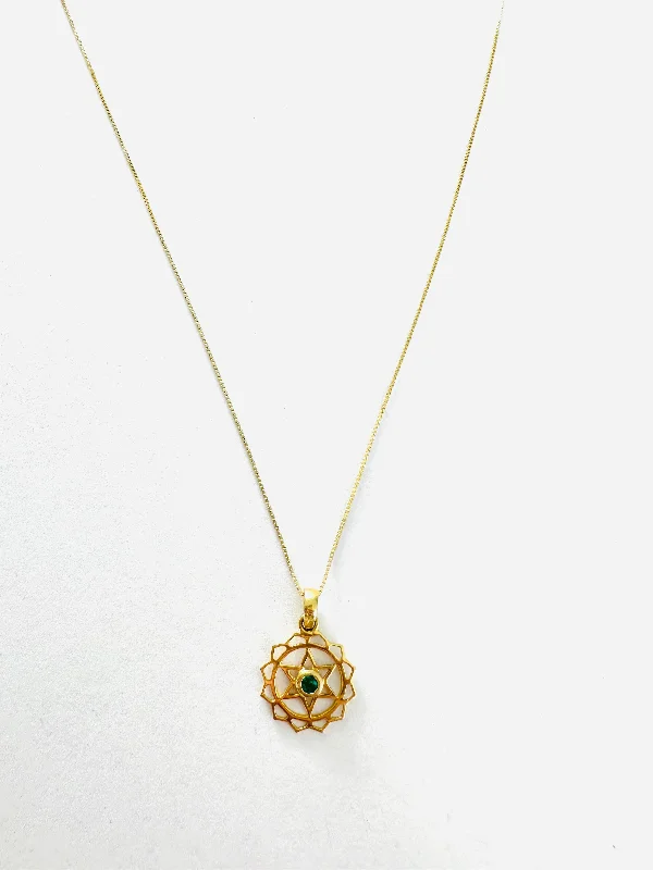 Unique Design Necklace-14kt Gold Anahata Chakra Pendant Necklace