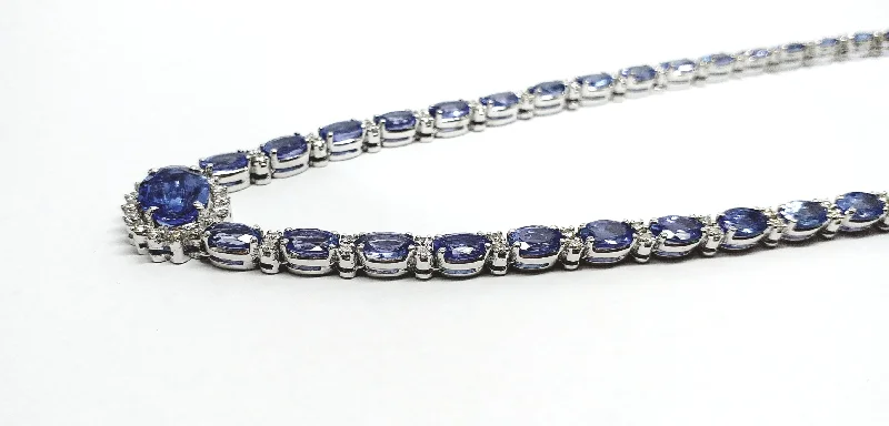 Natural Stone Pendant Necklace-TANZANITE AND DIAMOND QUEEN NECKLACE AD NO 1879