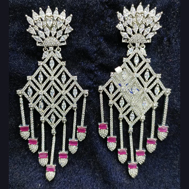 Glitter Earrings-Jain Jewellers Silver Plated AD Dangler Earrings