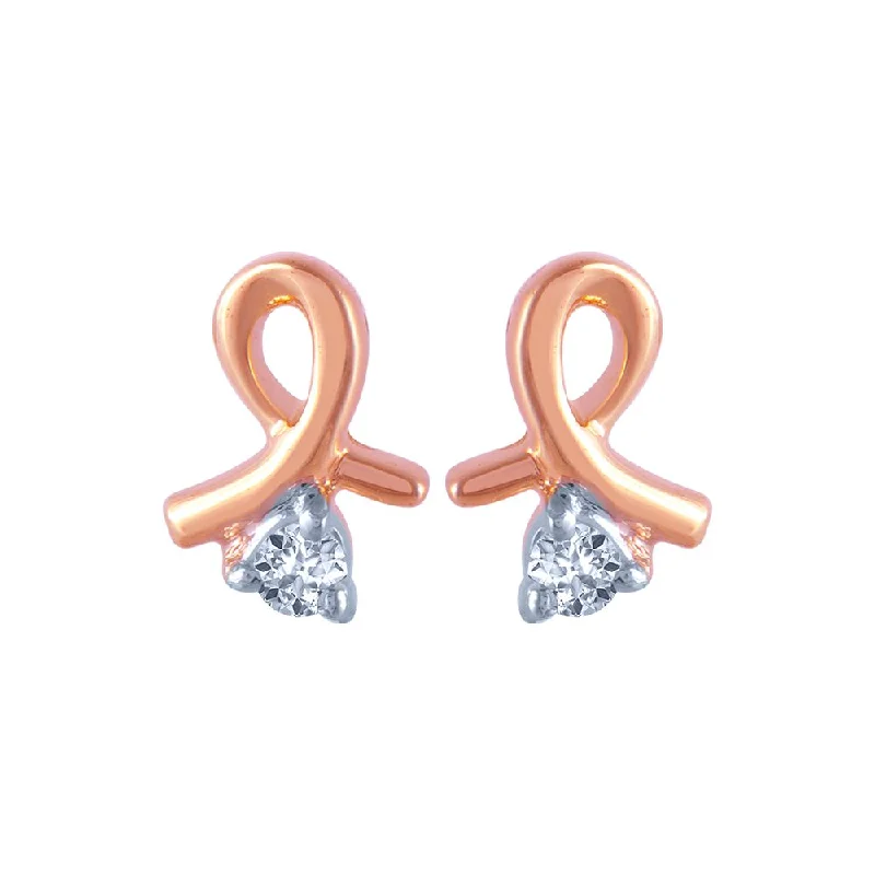 Elegant Crystal Earrings-14k (585) Rose Gold And Diamond Stud Earrings For Women