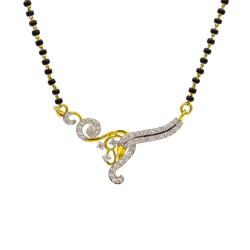 Fashionable Pendant Necklace-18K Yellow Gold Diamond Mangalsutra Necklace W/ 0.7ct VS-SI Diamonds