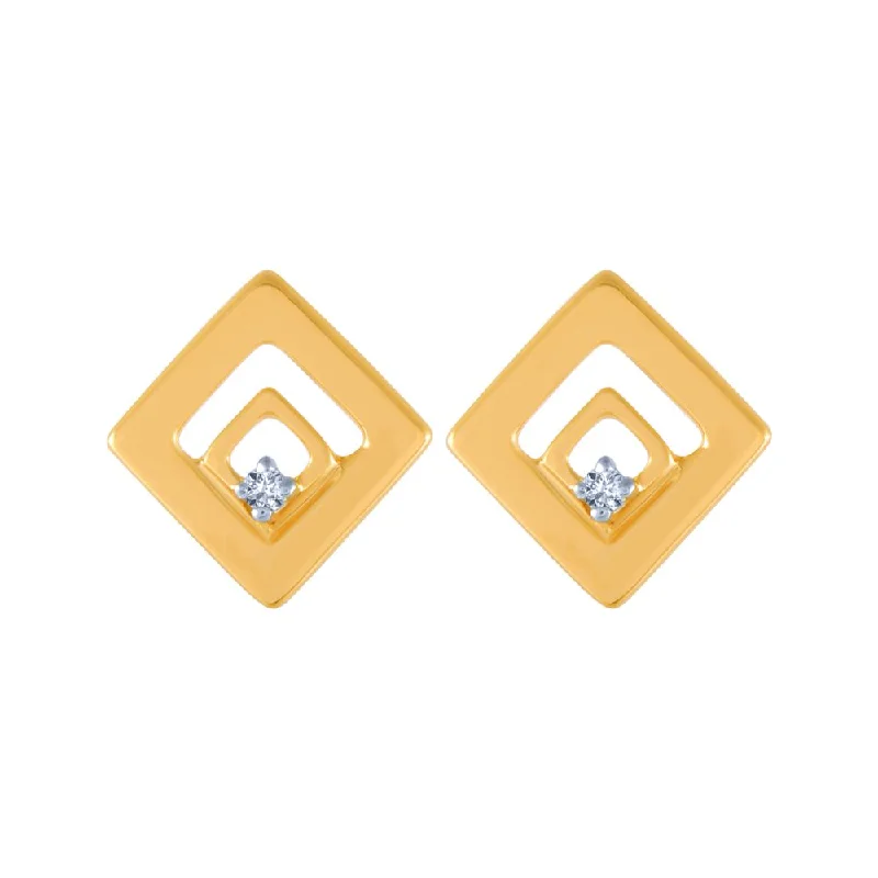 Stud Earrings with Stones-14k (585) Yellow Gold And Diamond Stud Earrings For Women